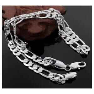 Figaro chain necklace - silver - 12mm 24"